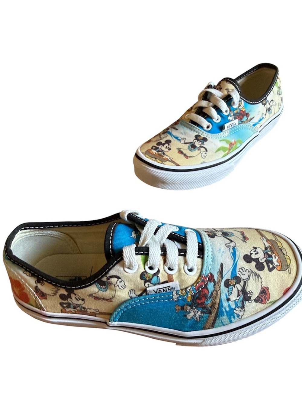 VANS X AUTHENTIC KIDS DISNEY MICKEY MINNIE  GOOFY ALOHA CANVAS SNEAKER EUC SZ 3